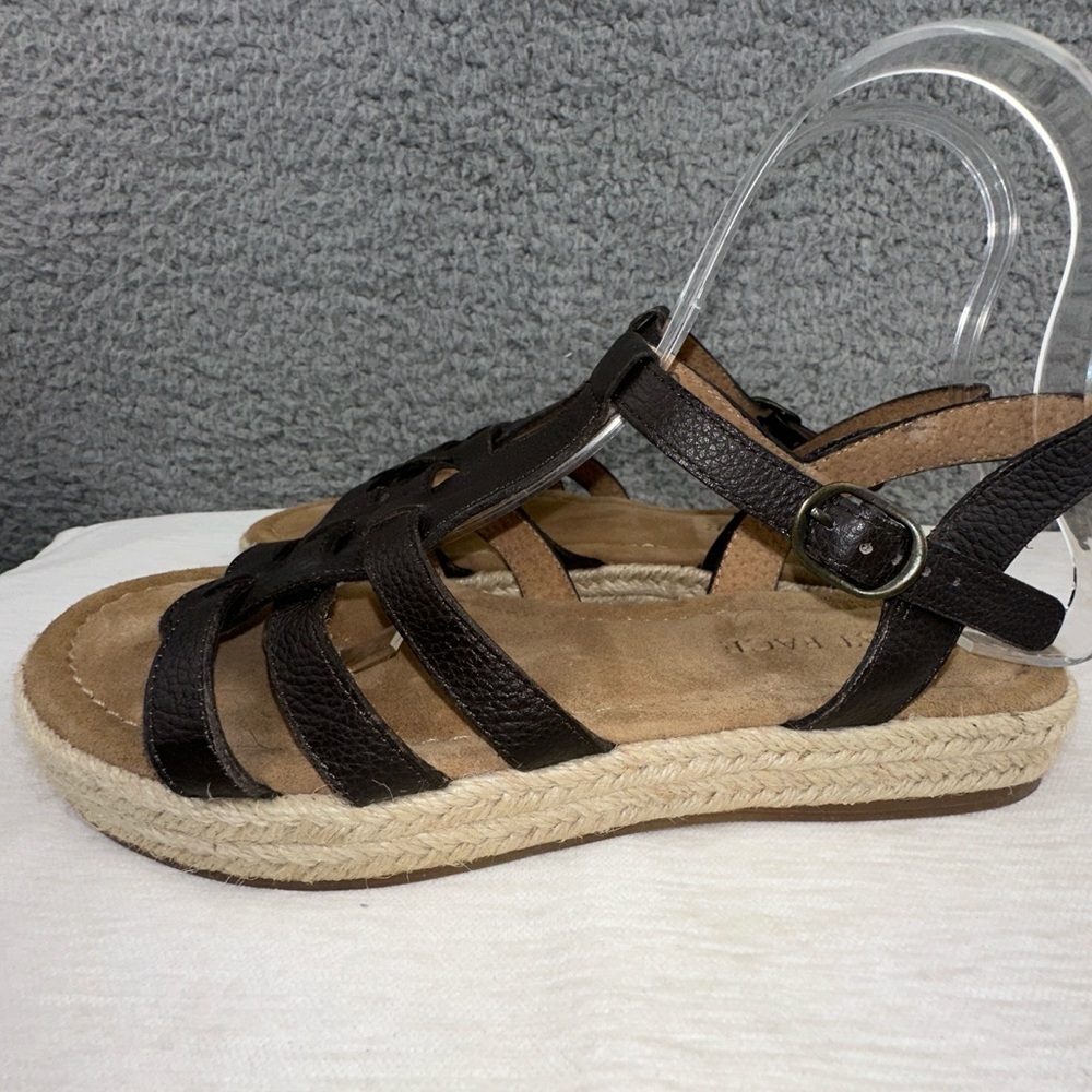 Fat Face Shoes Cage Adira Espadrille Brown US 8 Womens Strappy Mini Wedge Sandal